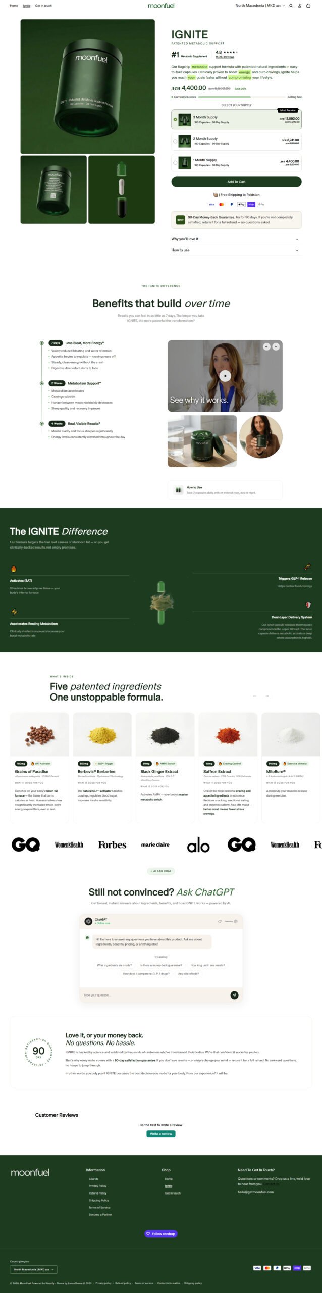 MoonFuel Store - Full Website Preview