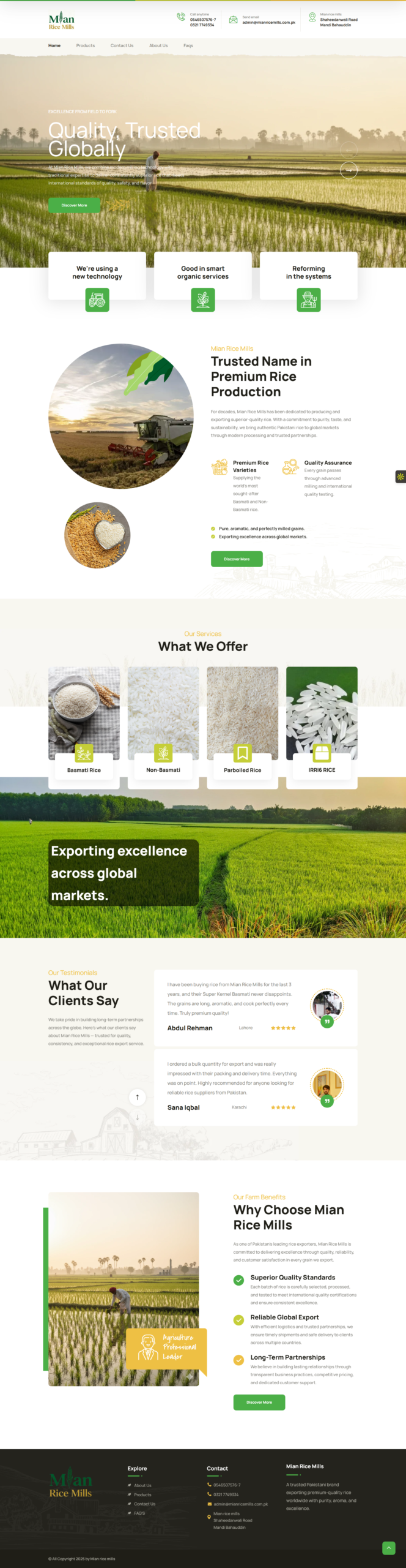 Mian Rice Mills - Full Website Preview